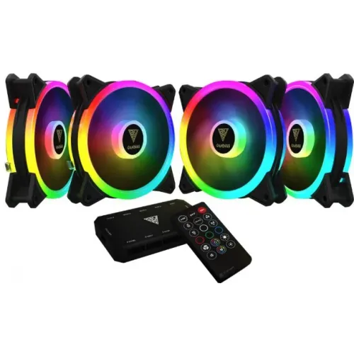 Kit 4 Cooler Fan 120mm Gamdias Aeolus M2-1204R Black com Controladora e Controle - WZetta