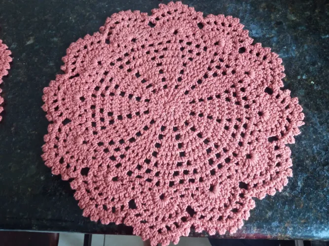 Promoção !!!!!! 100,00!!!!Jogo Americano Crochê - cor Telha