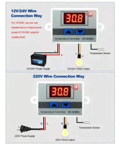 Termostato Xh-w3001 Chocadeira Display Led, Sensor De Água Automação Robótica COD-AM612
