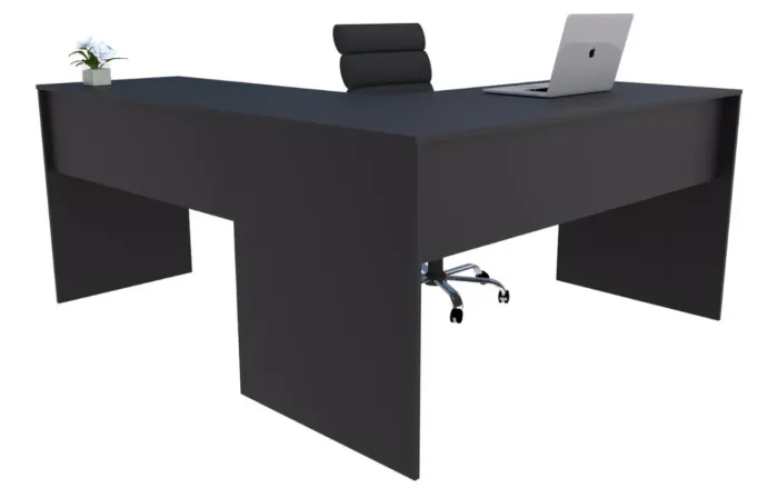 Mesa 1.50x1.60 de Escritório em L Preta