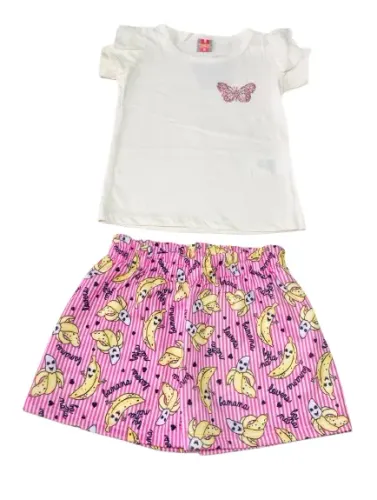 Conjunto Infantil Tileesul Menina Blusa Com Glitter E Shorts