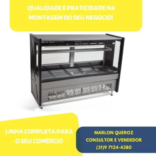 Balcão de Açougue 1,75M Preto Polar com Tendal