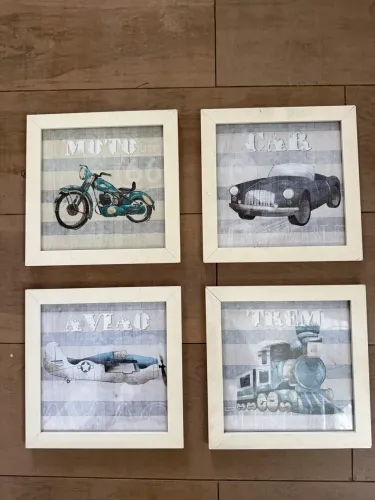 4 quadros 20x20cm Urban Art com moldura