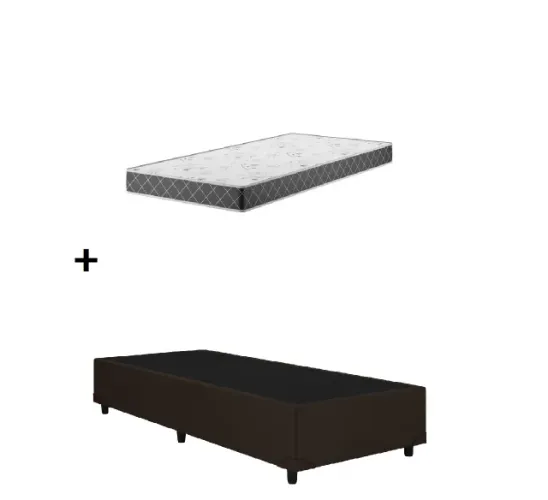 Base Box Solteiro Marrom com Colchão Solteiro D20 Ortobom - Entrega Rápida!