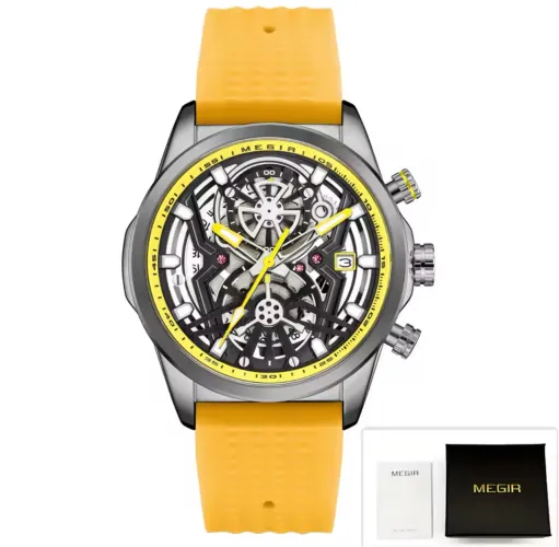 Relógio esporte em metal com pulseira de silicone - Novo na caixa 