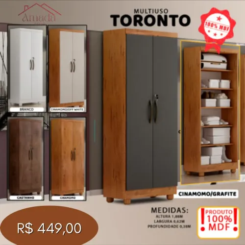 Armário Multiuso Toronto MDF , Entrega em 3 dias