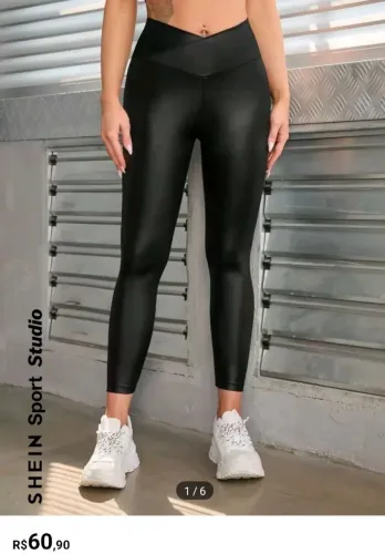 Legging de Couro Sintético Preta