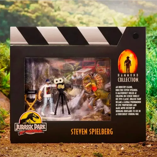 Jurassic World Dilophosaurus e Stiven Spilberg Hammond collection SDCC 23
