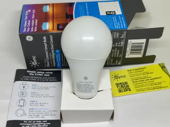 Lâmpada LED Inteligentes GE CYNC A21, Mudança de Cor Estética para Decoração de Ambientes