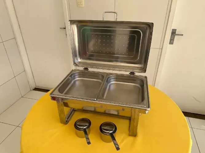 Rechaud Retangular Aço Inox Tampa Basculante