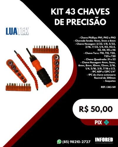 Kit 43 chaves de precisão Luatek LWJ-141