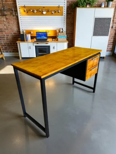 Escrivaninha Estilo Industrial Com 2 Gavetas Reforçado