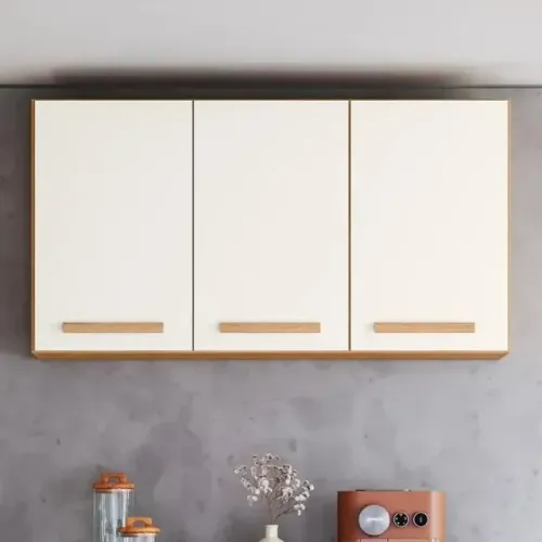 Armário suspenso freijo off white  com 3 portas