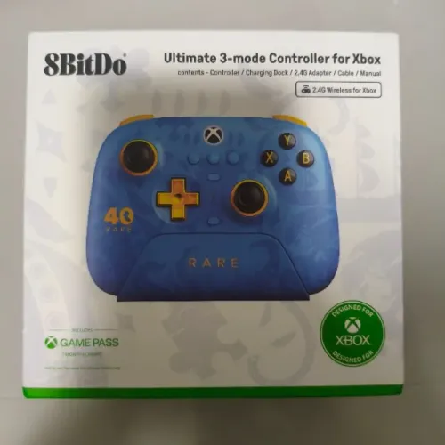 Controle 8BitDo Ultimate 3-Mode Xbox Rare Edition - Azul/Dourado