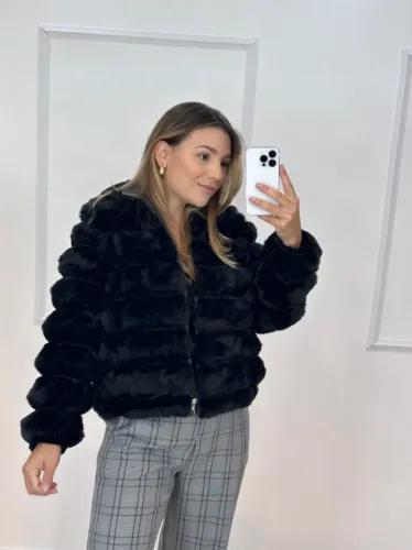 Casaco de Pelos Puffer Jaqueta