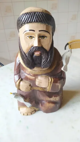 Imagem São Francisco de Assis santo madeira artesanal