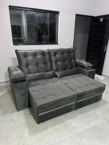 Sofá Retrátil Cinza 