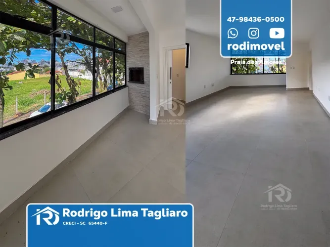 2 suítes com churrasqueira, 95 m², garagem fixa, Praia dos Amores, Locação anual R$ 4.500