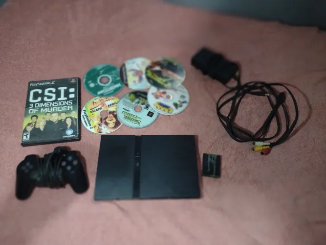 Ps2 slim (SCPH79001 primeira geração) incluí jogos,controle e memory card