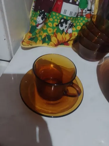 Xícara Com Pires Duralex Ambar Vitage (Usado)