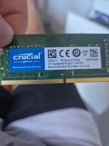Memória RAM Crucial 8GB DDR4 3200MHz SODIMM para notebook