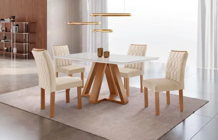 Mesa de Jantar Madri Cell Móveis com 04 cadeiras - Entrega Imediata;