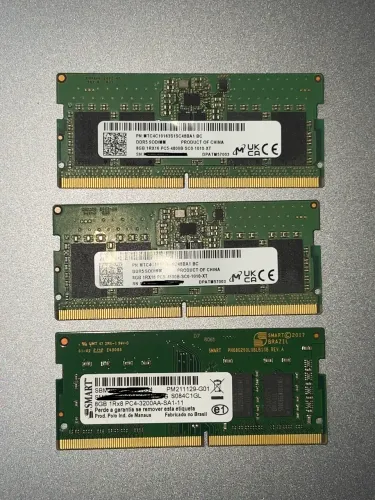 Memória RAM Notebook 8GB DDR5 4800MHz e DDR4 3200MHz SODIMM