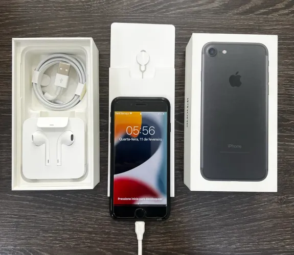 iphone 7 32gb preto - completo com caixa e acessórios originais