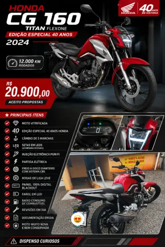 HONDA CG 160 TITAN FLEXONE 2024 - EDIÇÃO ESPECIAL 40 ANOS