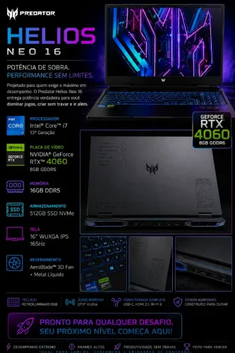 ACER PREDATOR HELIOS NEO 16 | RTX 4060 | i7 | 165Hz