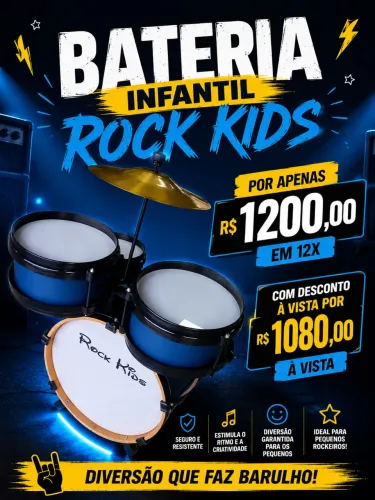 Bateria infantil rock kids