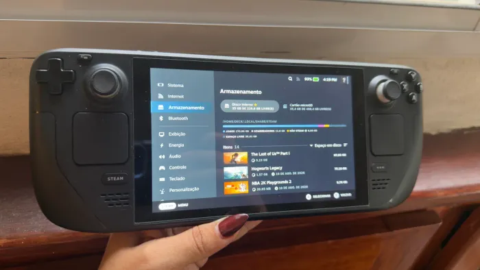 Steam Deck 256GB Standard com cartão SD de 512g