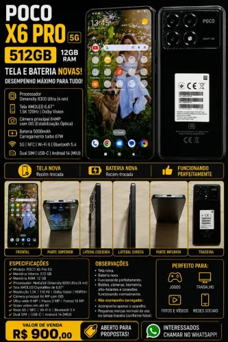 POCO X6 Pro 512GB 5G | 12GB RAM | Excelente Estado