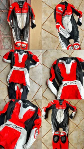 Macacão Alpinestars Couro Tech-Air Moto Pista Tam. 52