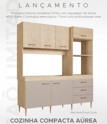 COZINHA COMPACTA COM ESPAÇO PARA MICRO E FORNO NOVA E MODERNA