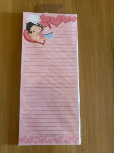 Lista de compras magnética Betty Boo com 30 folhas, vintage, novo, lacrado.