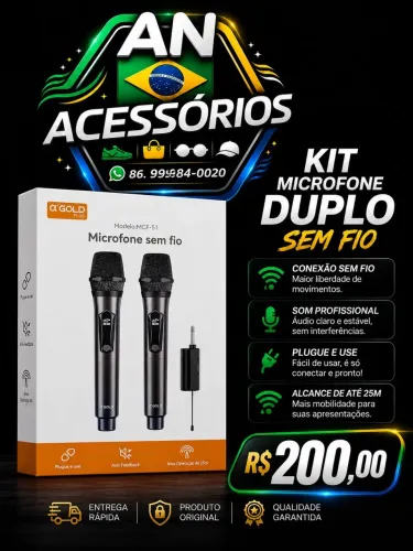 Microfone duplo sem fio