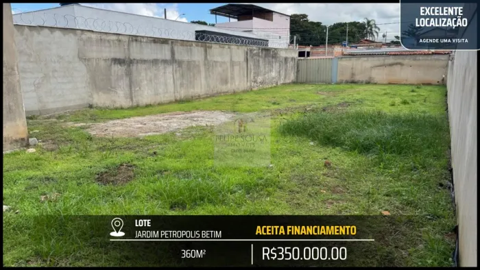 LOTE PLANO 360M² NO JARDIM PETROPOLIS - 12X30 - DOCUMENTAÇÃO OK