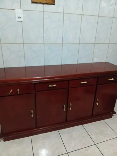 Jogo de mesa Madeira mogno c/ 6 cadeiras + buffet 4 portas