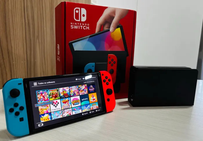 Nintendo Switch Oled 256GB Desbloqueado Seminovo Impecável Completo 