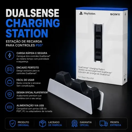 Base De Carregamento PS5 Para Dois Controles DualSense