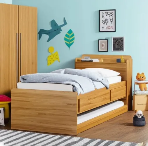 Cama com armário 100% MDF - Carvalho Móveis 