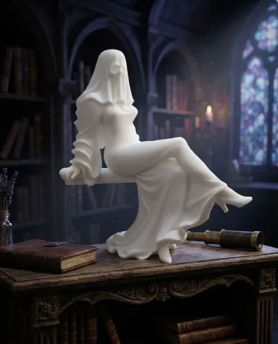 Estátua Decorativa Fantasma Elegante - Peça Colecionável Exclusiva