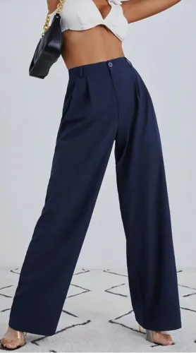 Calça Alfaiataria Wide Leg Pantalona - Tam M/38 - azul marinho - completamente nova