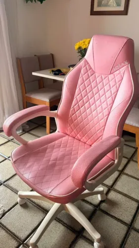 Cadeira Gamer Motospeed Hyrax Rosa reclinável até 150 kg