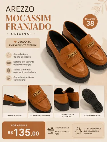 Mocassim Arezzo Caramelo