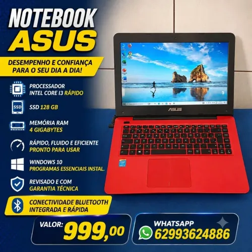 Notebook I3 SSD Pronto para usar Design e desempenho!
