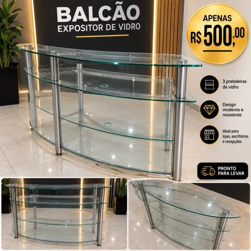 Balcão de Atendimento Branco com Gavetas e Nichos