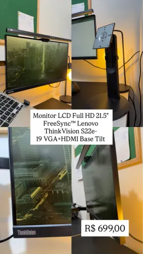 Monitor LCD Full HD 21.5" FreeSync? Lenovo ThinkVision S22e- 19 VGA+HDMI Base Tilt