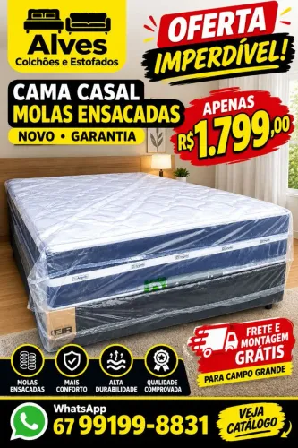 Cama casal Molas 1 ano garantia novo